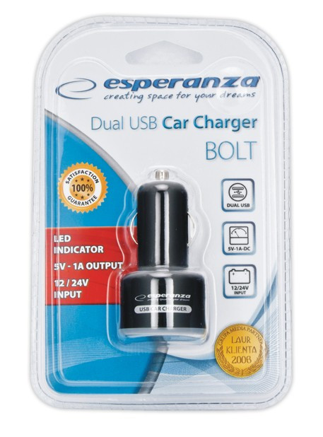 Ładowarka USB EZ107 Zasilacz DC 12/24V 2xUSB