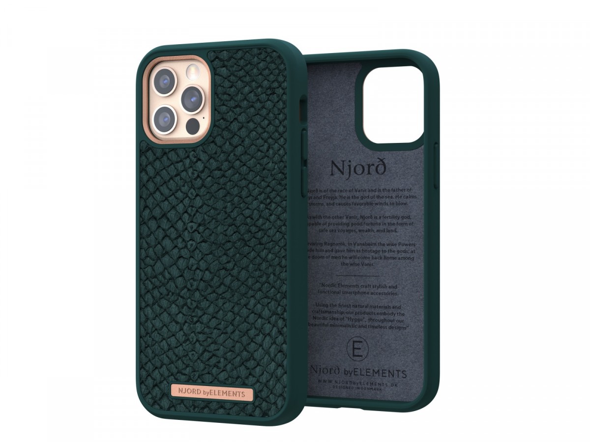 Etui z islandzkiej skóry łososia do iPhone 12 / 12 Pro zielone