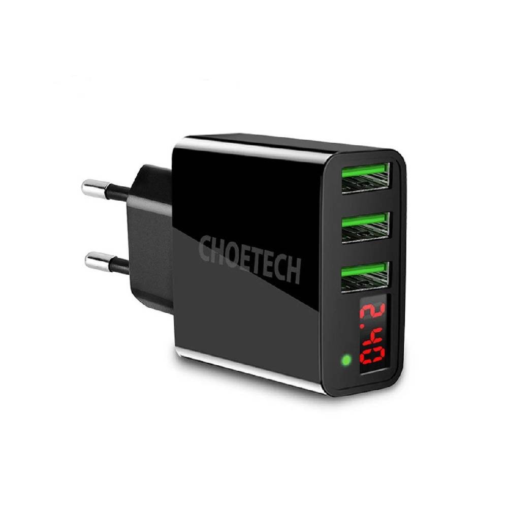 C0027 Black Ładowarka sieciowa LCD 3xUSB 3A 15W