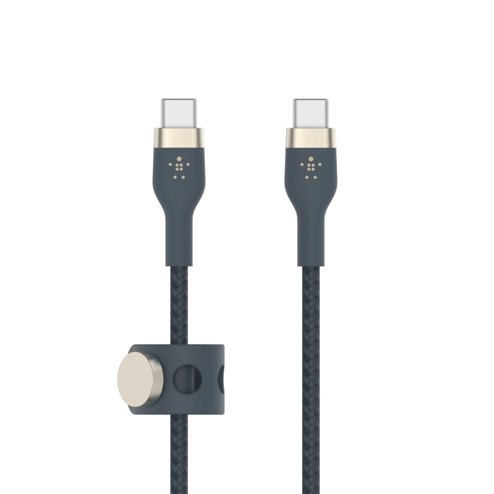 Kabel BoostCharge USB-C/USB-C silikonowy w oplocie 2m, niebieski